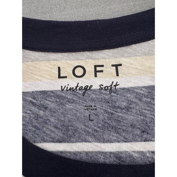 LOFT Multicolor Short Sleeve Striped Cotton Casual Tshirt Large everyday comfy - Picture 5 of 7